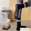 Chaussettes de sport Al-08 Femme Pilates Yoga Chaussettes De Sport Coton Mi-Tube Bas Professionnel Antidérapant Sile Fitness Intérieur Gym Livraison Directe Dhpz9