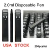 2-ml-Einweg-Vape-Pen-Pods-Kartuschen für Dicköl-Verdampferstangen, USA-Lager, Schnappspitzen, flache Stifte, unten, wiederaufladbar, 350-mAh-Batterie, Typ-C-Anschluss, OEM-Logo, leer