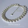Colliers Collier de perle de coquille élégante pour le mariage de mariage pour femmes bijoux à balle blanche gris