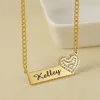 Pendants Qitian Custom Bar Necklace With Name Jewelry For Women Gold Stainless Steel Pendant Personalized Engrave Name Christmas Gift