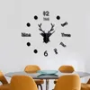 Wall Clocks Large DIY Reindeer Acrylic For Kitchen Vintage Battery Operated Offices