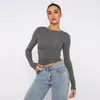 Women's T Shirts Vintage Bustier Top Women T-shirt 2024 Spring Casual Solid Long Sleeve Round Neck Tshirt Woman Sexig Slim Fit Basic