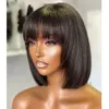 200 Density Glueless Bob Wigs Human Hair Wigs for Black Women Brazilian Full Machine Made Wig with Bangs Perruque Cheveux Humain