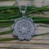 12stnor Norse Viking Lotus Mandala om Necklace Amulet Jewelry Buddhism1277h