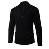 Men's Sweaters Autumn And Winter V-neck Fashionable Lapel Long Sleeved Slim Fit Knitted Sweater For Cardigan Jacket