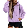 Sweats à capuche pour femmes Bouton Casual Polaire Y2K Style Sweatshirts Taro Violet Manches Longues Poches avec Cordon Automne Hiver Pull Tops