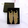 Stud C marca borla larga letras aretes retro 18k oro simple diseñador de lujo elegante OL niñas aretes para mujer aretes aretes joyería con embalaje de caja de marca