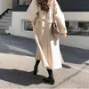 冬の韓国の女性フェイクウールコートファッションエレガントなソリッドベルト肥厚ロングジャケットの女性ルーズオールマッチブレンドアウトウェア240122