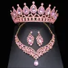 Set set di gioielli da sposa per matrimoni di cristallo di lusso per donne Tiara/Orecchini a corona Collana Pageant Prom Accessori