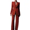 Dark Red Women Pants Suits Spring Fashion 2 Pieces Mother Of Bride Blazer Tuxedos Custom Made Wear Trousers Sets