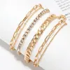 Anklets Fasion Punk Ankle Bracelets Gold Color For Women Rhinestone Summer Beach On The Leg Accessories Cheville Foot Jewellery248H