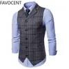 Mens Vest Casual Business Men Passar Vests Manlig gitter Waistcoat Fashion Sleeveless Smart Top Grey Blue 240125