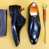 Sapatos masculinos feitos à mão com ponta de asa oxford couro de bezerro genuíno boné toe vestido clássico formal de negócios sapatos derby para homens