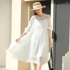 Casual Dresses Women's Fashion White Chiffon 23 Spring Summer Ladies Sexy Shirt Office Work Daily Beachwear Fairy Body Con Dress