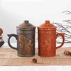 Traditional Chinese Dragon Purple Clay Tea Mug with Lid Strainer Retro Handmade Yixing Tea Cup Zisha Teacup Gift Mug Tumbler 21082236N