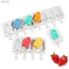 Glassverktyg 8 Haviteter Dubbel Love Ice Cream Silicone Mold Popsicle Ice Cube Tray Molds Hemlagad ost Sticks Gift Kitchen Accessories YQ240130