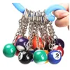 16st Lot Billiard Ball Key Chain Key Ring Round Pendant Car Keychain Charm smycken Fashion Keyrings Accessories Mixed Color251V