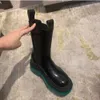 Pipe Designer Boot Smoke Botteega Venetas Stiefel Botega Mona Chelsea Short mit dicken Sohlen Farbe Grün Vielseitiger Mittel-Martin