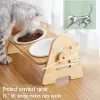 Feeders Pet Bowl For Cats and Small Dogs Puppy Cat Dog Food and Water Bowl Wooden Stand Feeder Raised Ceramic Dish Pet Supplies