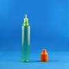 100 pièces 30 ml flacon compte-gouttes en plastique couleur verte hautement transparent avec bouchons à double preuve sécurité enfant voleur coffre-fort longs mamelons Xvjpr Mfsg