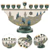 Posiadacze świec Menorah Candlestick 9-Metal Candelabra Hanukkah Holder na wystrój domu