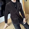 Мужские костюмы Blazer Hombre Высококачественные двубортные вельветовые пиджаки для мужчин Slim Fit Повседневные толстые формальные костюмы Пальто Черный/Кофейный