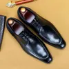 Classic Mens Dress Genuine Leather Lace-up Pointed Tip Brogue Oxford Office Business Wedding Formal Derby Shoes for Men