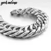 Bracelets GOKADIMA 22CM 22MM Huge Bracelet Rock Metal For MEN High Quality Cut Jewelry Stainless Steel Cool Gift For Boyfriend