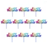 Festive Supplies 50PCS Colourful Plastic Happy Birthday Cake Toppers Decorative Cupcake Muffin Food Fruit Picks Party Decoration S2650