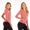 Chaqueta de Yoga moda primavera y otoño ropa deportiva fina ajustada entrenamiento correr gimnasio Yoga chaqueta cárdigan de Color sólido lulu