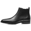 Dress Shoes Arrival Luxury Genuine Leather Boots Italian Slip On Men's Ankle Booties Handmade Men