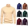 New Men's High Necked Plush Solid Color Base Sweater For Spring And Autumn Season, European Basic Style Pullover Hoodie