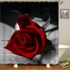 Waterproof Shower Curtain For Bathroom 3D Red Rose And Black Leaves Bathtub Curtains Polyester Fabric Curtain 180 180cm T200102337e