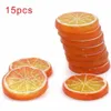 15 pçs fatias artificiais fatias de frutas artificiais laranja limão prop exibição realista decor1238x