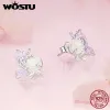 Collier WOSTU 925 argent Sterling changement de couleur violet magenta papillon ouverture bague boucles d'oreilles ensemble pour femmes bijoux fins fête date cadeau