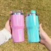 Rainbow Cute Mini Travel Mug Sparkle Iridescent 20oz Kids Sparkly Shimmer Holographic Glitter Blank Sublimation Tumbler With Lock och Strå, säljs av fall