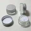 360 x 5G rese transparent liten söt glas grädde kruka 5g glas sminkar burkar med silver aluminium cap vit pe pad eivsv