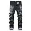 Herenjeans 3D-geprint elastisch gepersonaliseerd patroon Slanke denimbroek Mode Hiphop Klassieke rechte herenbroekkleding