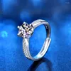 Cluster-Ringe TKJ 925 Sterling Silber sechs feste 1 Moissanit verstellbarer Ring Braut-Charm-Schmuck