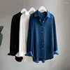 Kvinnors blusar 2024 Simplicity Clothing Business Casual Tops Office Lady Lads Long Sleeve Spring Autumn Thin Buttons