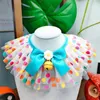 Dog Apparel Pet Handmade Twin-Layer Mesh Bowknot Bell Collar Bib Cat Necklace Scarf Decor Home Fashion Dots Bibs Neck