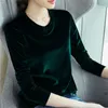 Spring Long Sleeve Loose Early Autumn T-shirt Women Gold Velvet Short Paragraph Bottoming Shirt New Fashion Top