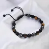 Pulseras clásicas de cuentas de ojo de tigre de hematita de piedra de obsidiana, joyería de cuerda ajustable hecha a mano, cuidado de la salud adelgazante para hombre