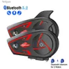 Walkie Talkie Motorcycle Intercom Helmet Bluetooth Headset för 2 ryttare Full-duplex Interphone Communicator IP67 Waterproof Voice Assitant YQ240130