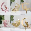 Cake Tools Castle Happy Birthday Topper Pink Gold Acrylic Kids Gift Toppers Dessert Decoration For Baby Shower Party Supplies