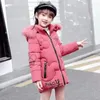 ダウンコート冬のキッズガールズジャケットコットンフィックフード付き韓国の子供アウターウェアガールミッドレングスパーカー5 6 8 10 12 Y