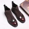 Vintage véritable cheville homme taille 44 sans lacet noir marron robe italienne formelle bottes en cuir hommes