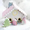 Pişirme Kalıpları 3D Noel Gingerbread Ev Kalıp Plastik Kurabiye Kesici Seti DIY Bisküvi Kalıp Hamur Pastası Kek Damgası Araçları Aksesuarlar