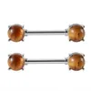 10pcsLot Stalen Tepel Barbell Ring Met Amethist Steen Charmant Body Piercing Sieraden Voor Vrouwen Groothandel 240127