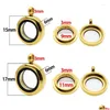 Anhänger Halsketten 1 stück Goldene 15mm 17mm Speicher Floating Medaillon Medaillon Edelstahl Glas Twist Mini Po Fit für Halskette Ketten Dr Otv1H